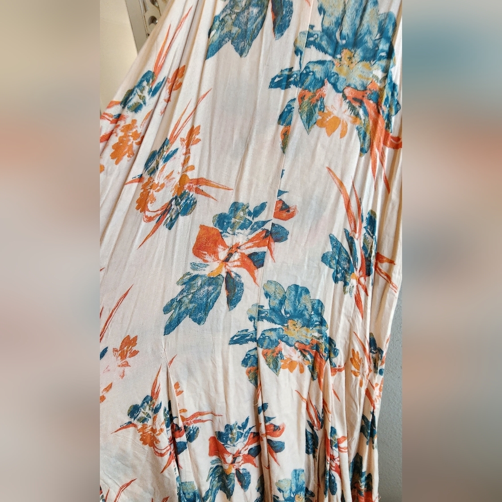 FREE PEOPLE NWT MAXI DRESS SPAGUETTI STRAPS PULLOVER HISBISCUS FLORAL SMALL - Picture 10 of 11